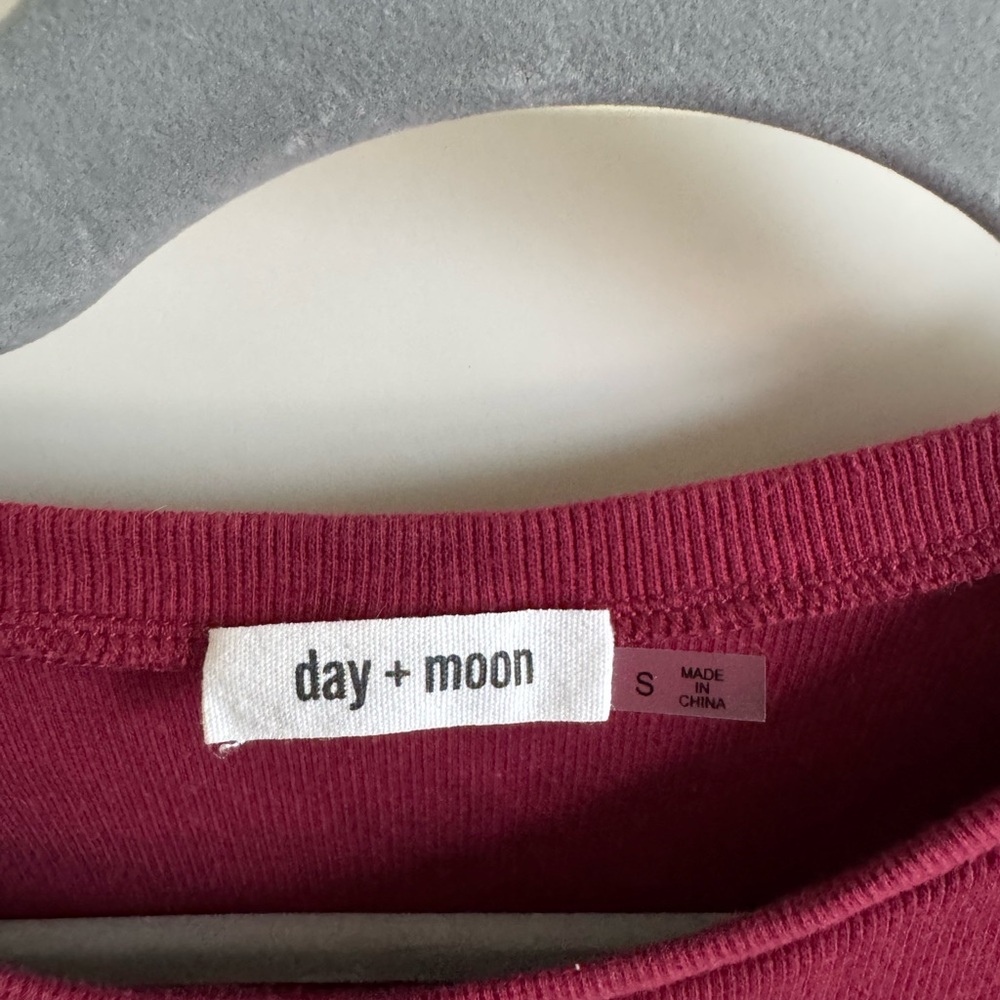 day + moon Ruffled Burgundy Top - Picture 2 of 3